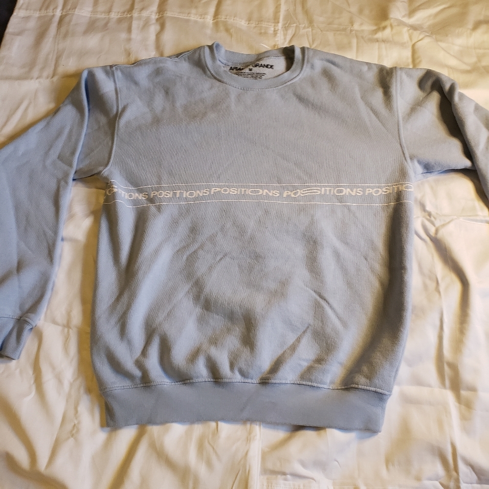 Ariana Grande Positions Wrap Around Crewneck Sweatshirt Light Blue Sz women's M 